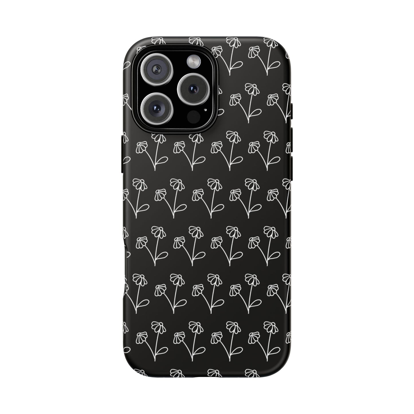 Doodle Flowers Phone Case Black