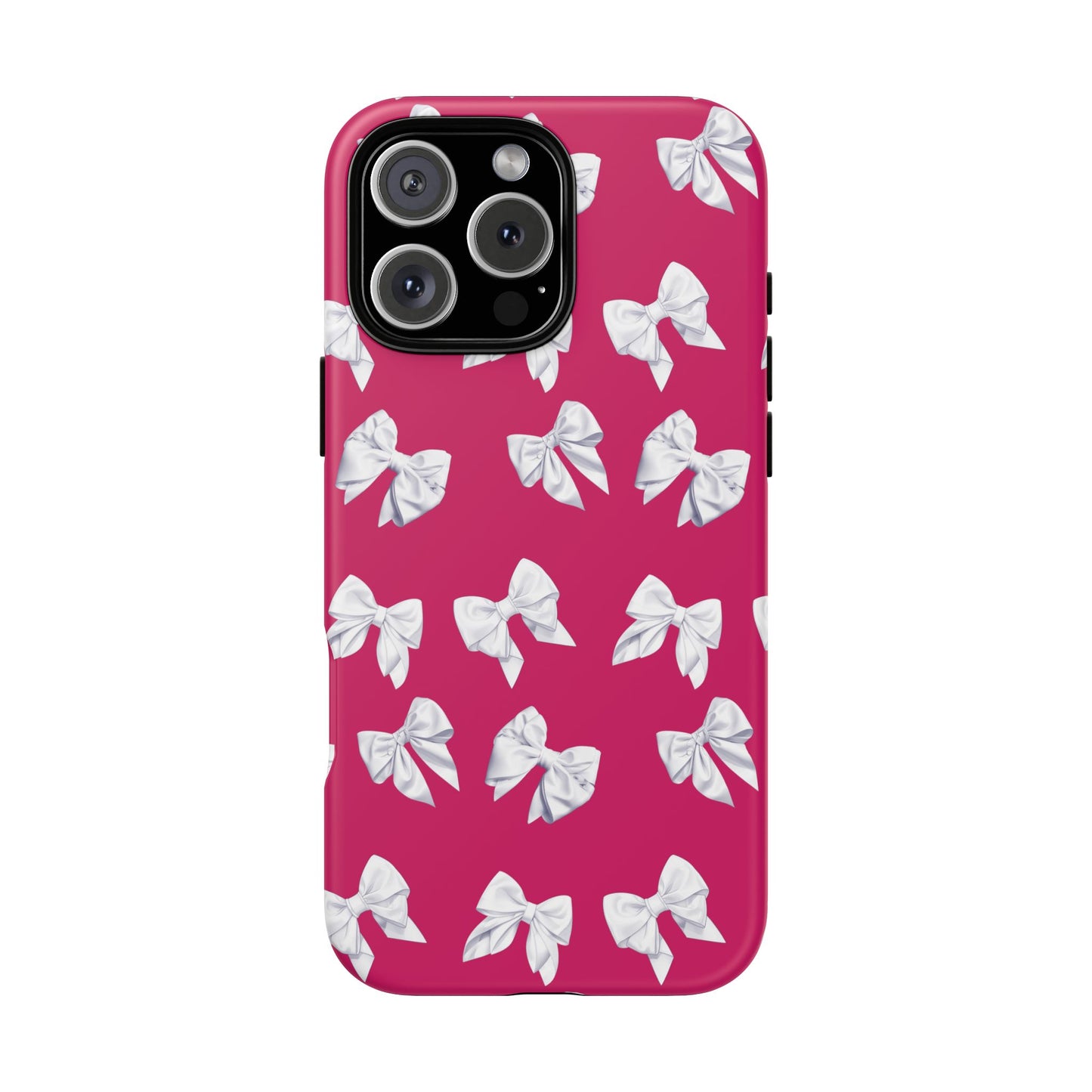 Bow Phone Case White on Hot Pink