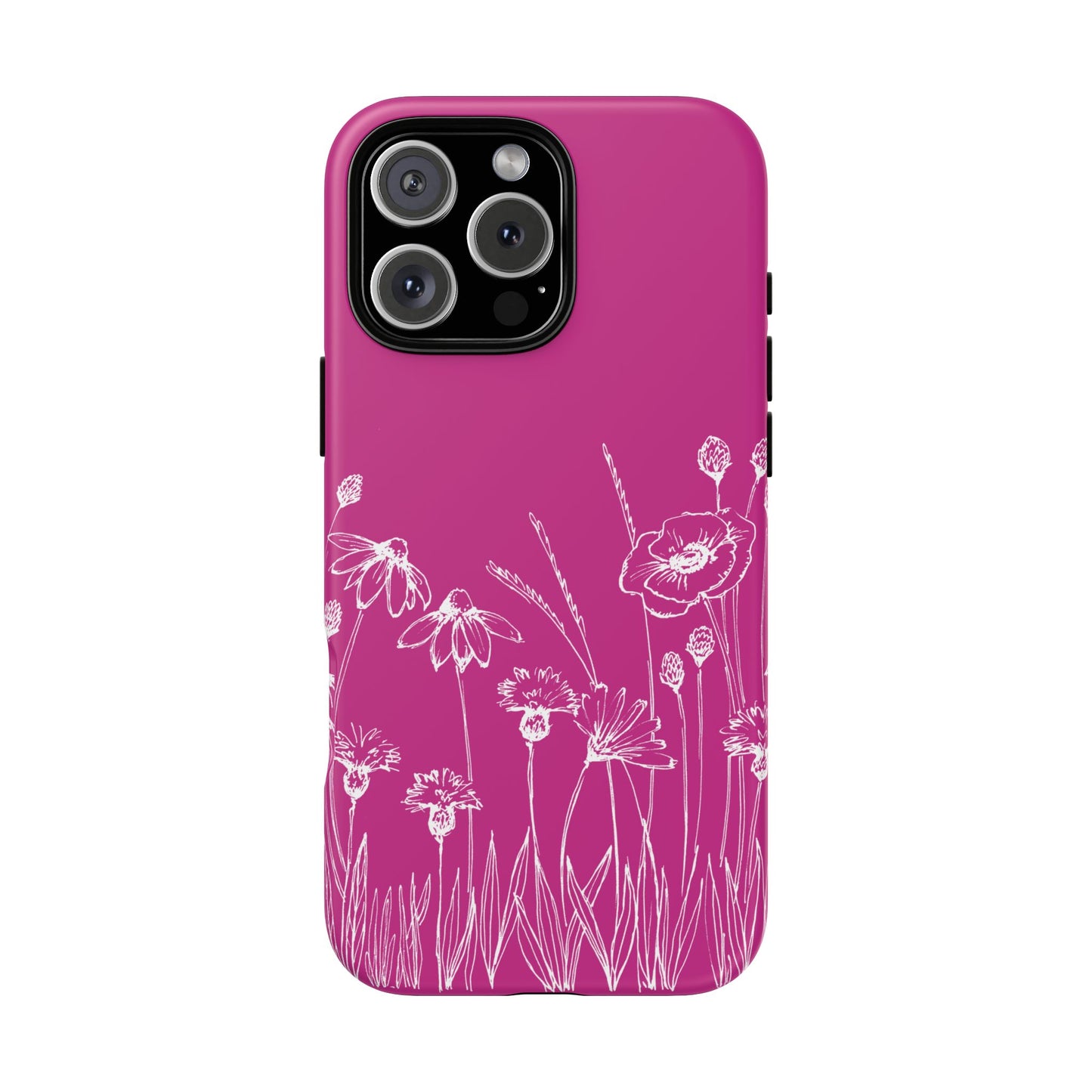 Doodle Flower Phone Case Hot Pink