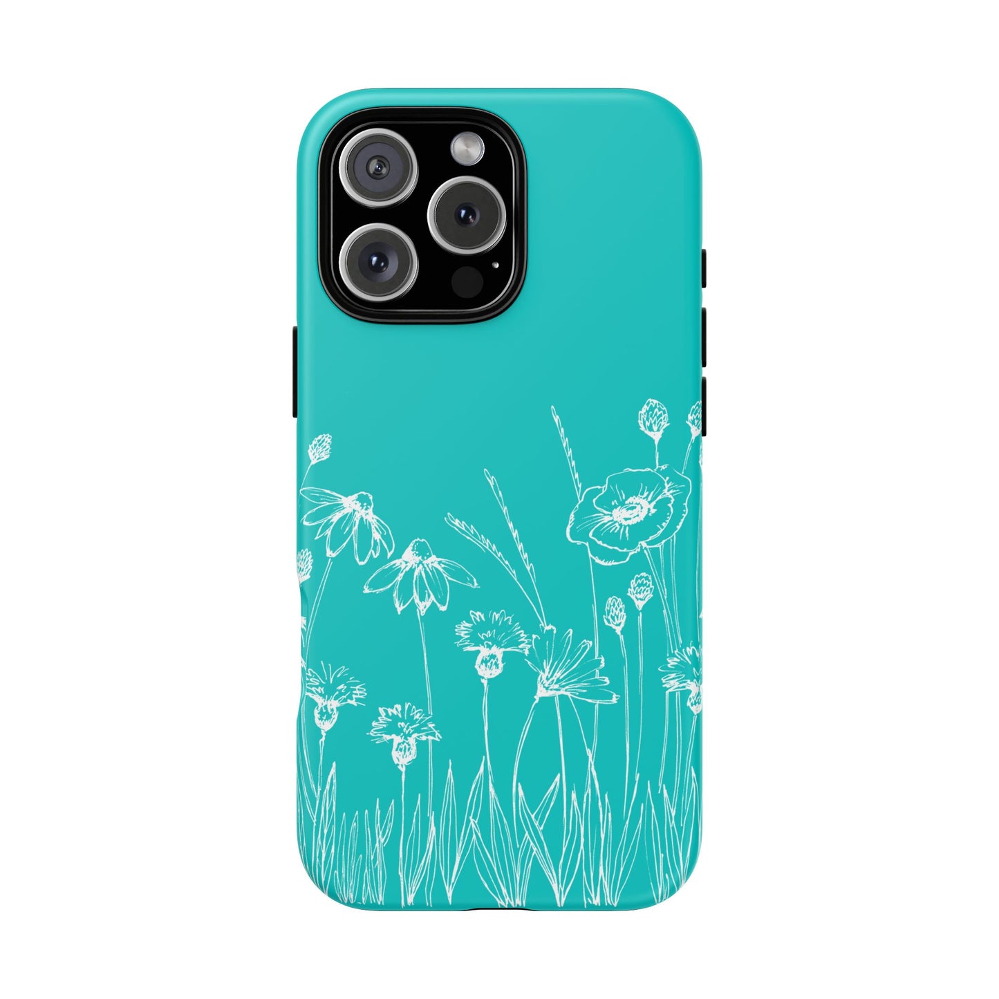 Doodle Flower Phone Case Aqua