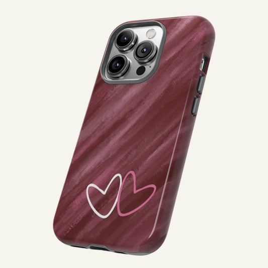 Burgundy Heart Phone Case Iphone 16 - X, Samsung Galaxy S20 -S24, Google Pixel 6 - 8