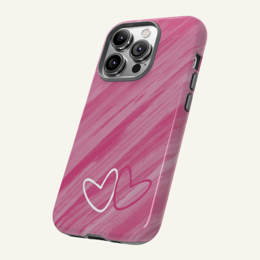 Pink Heart Phone Case Iphone 16 - X, Samsung Galaxy S20 -S24, Google Pixel 6 - 8