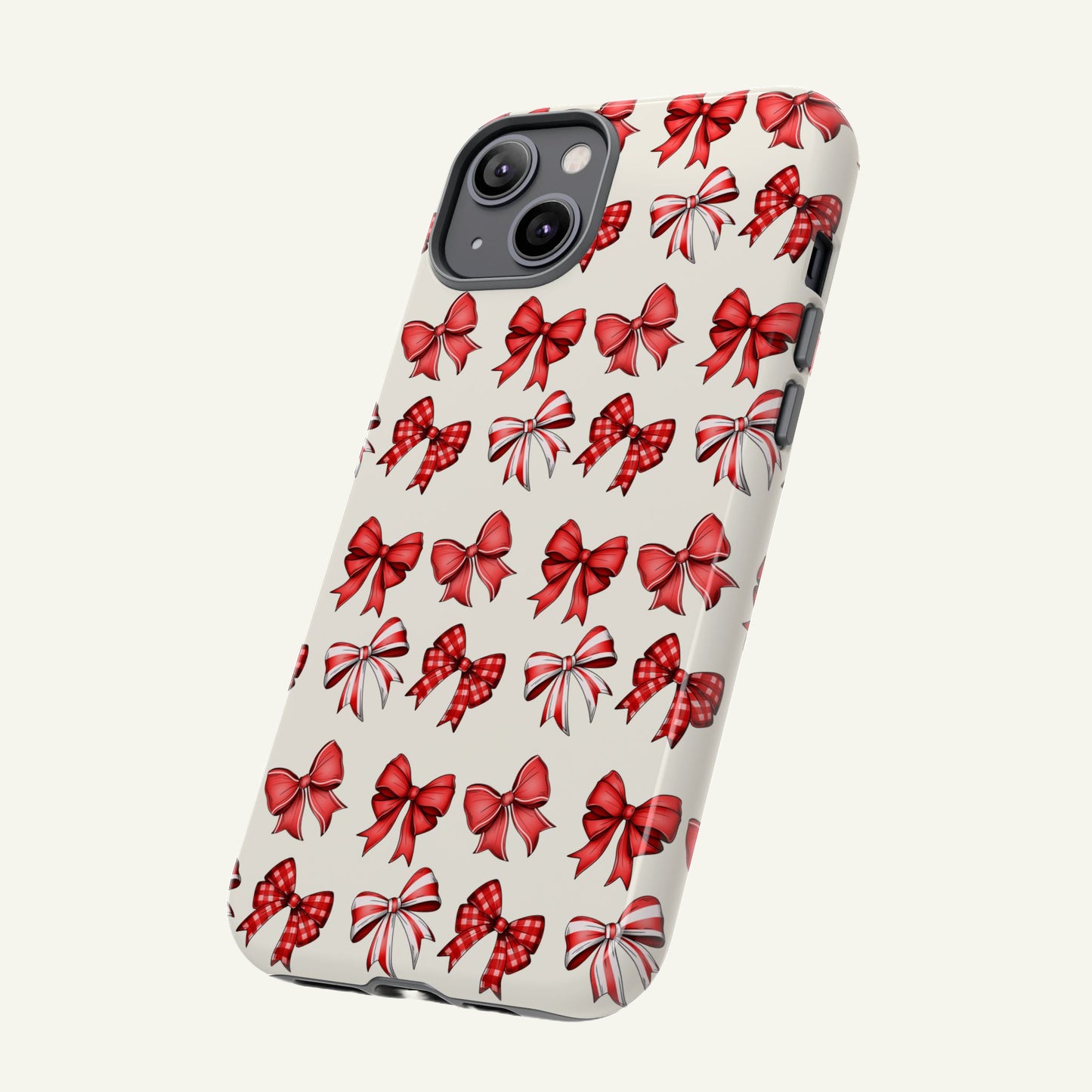 Christmas Bow Phone Case Cream