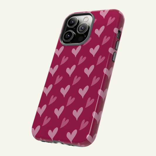 Deep Pink Heart Phone Case Iphone 16 - X, Samsung Galaxy S20 -S24, Google Pixel 6 - 8