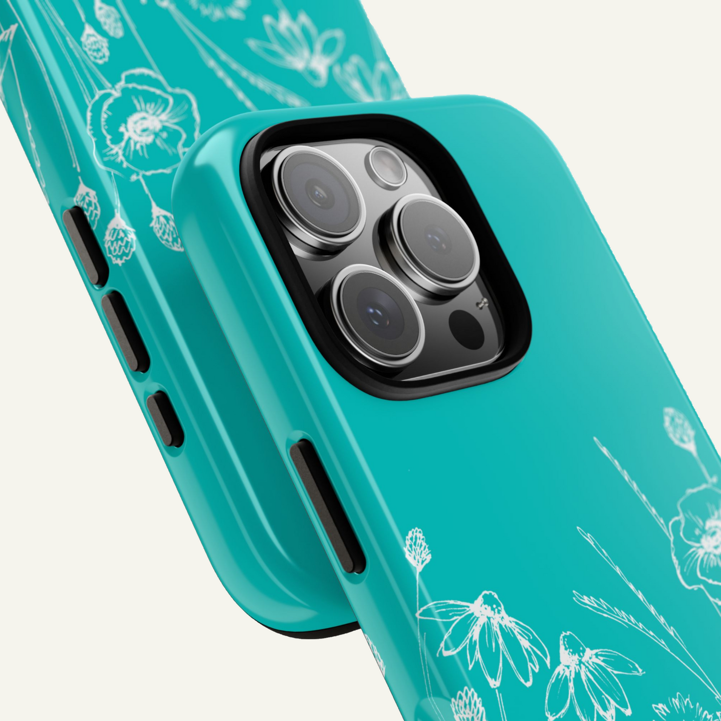 Doodle Flower Phone Case Aqua