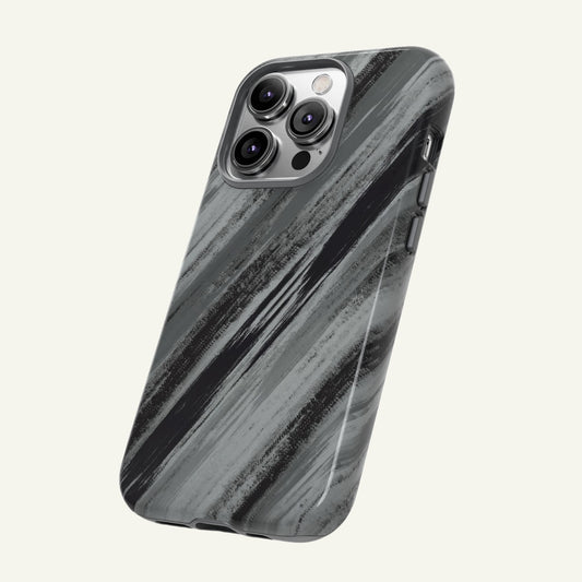 Striped Phone Case Black Gray