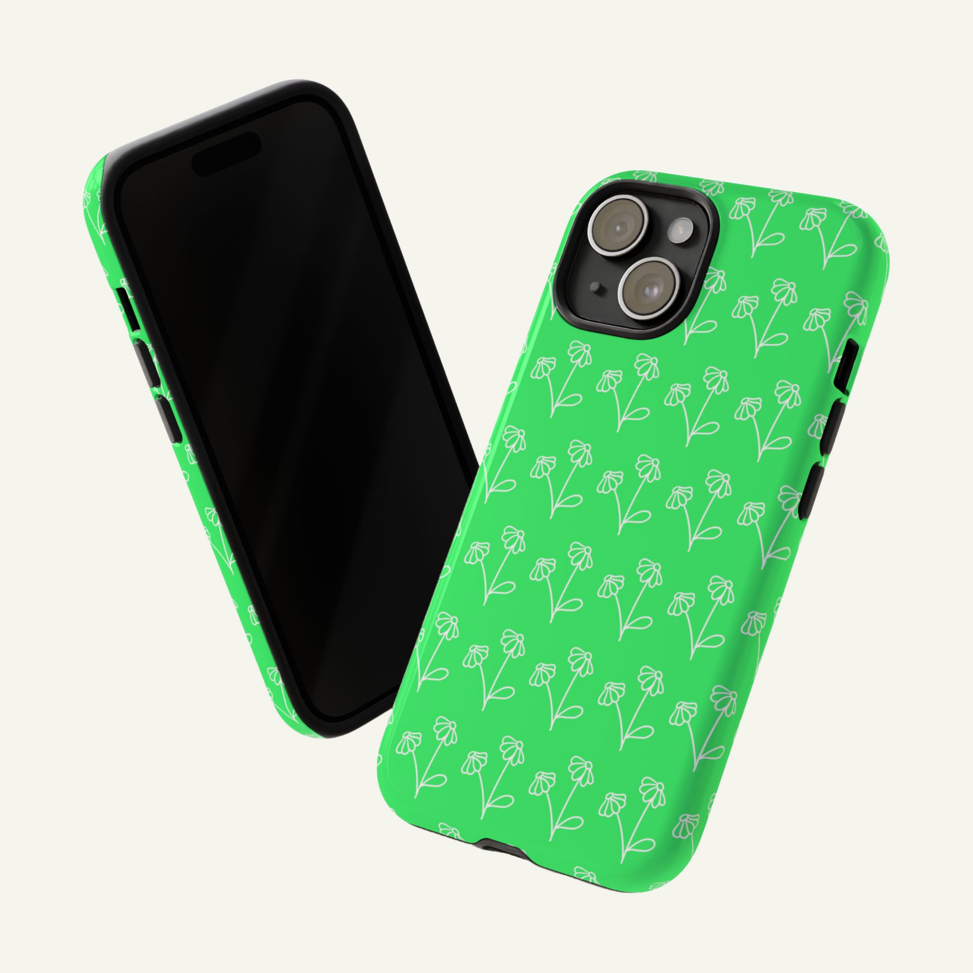 Bright green flower phone case