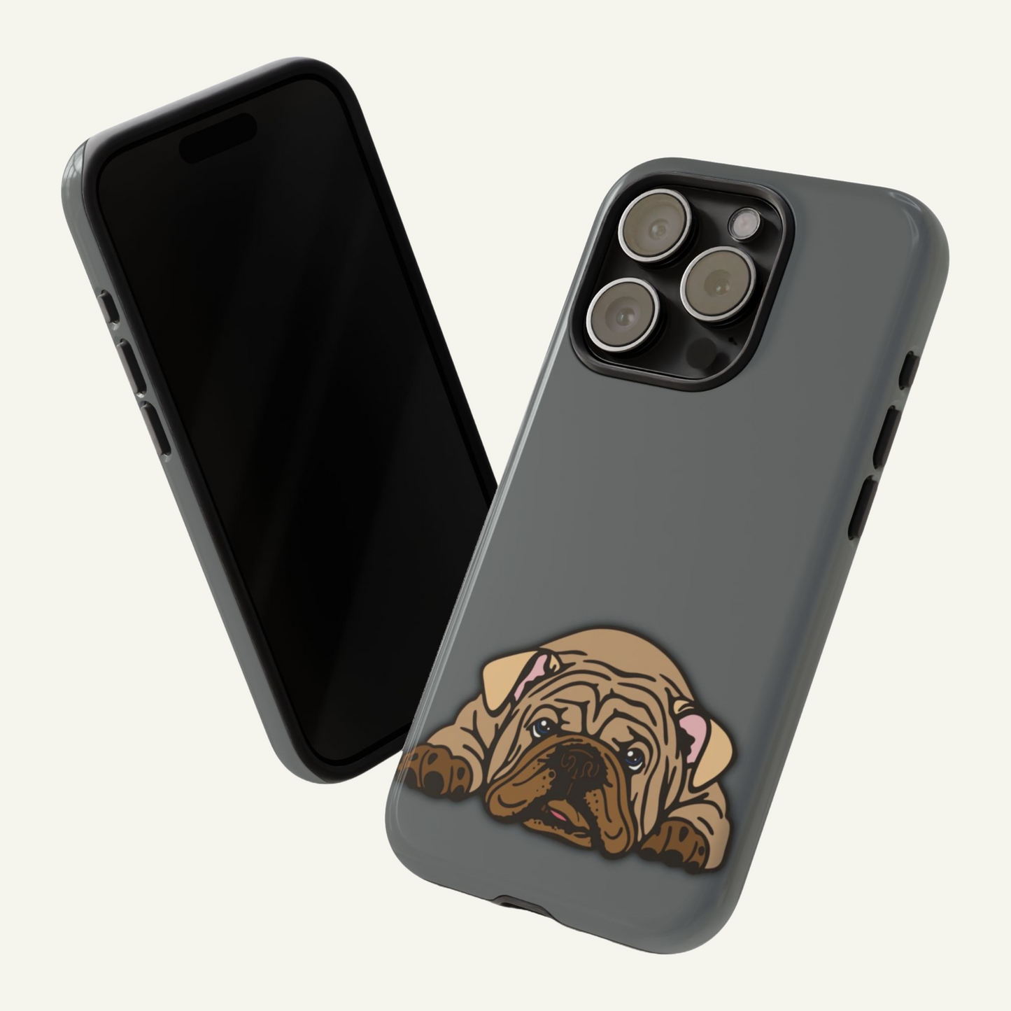 Gray bulldog phone case