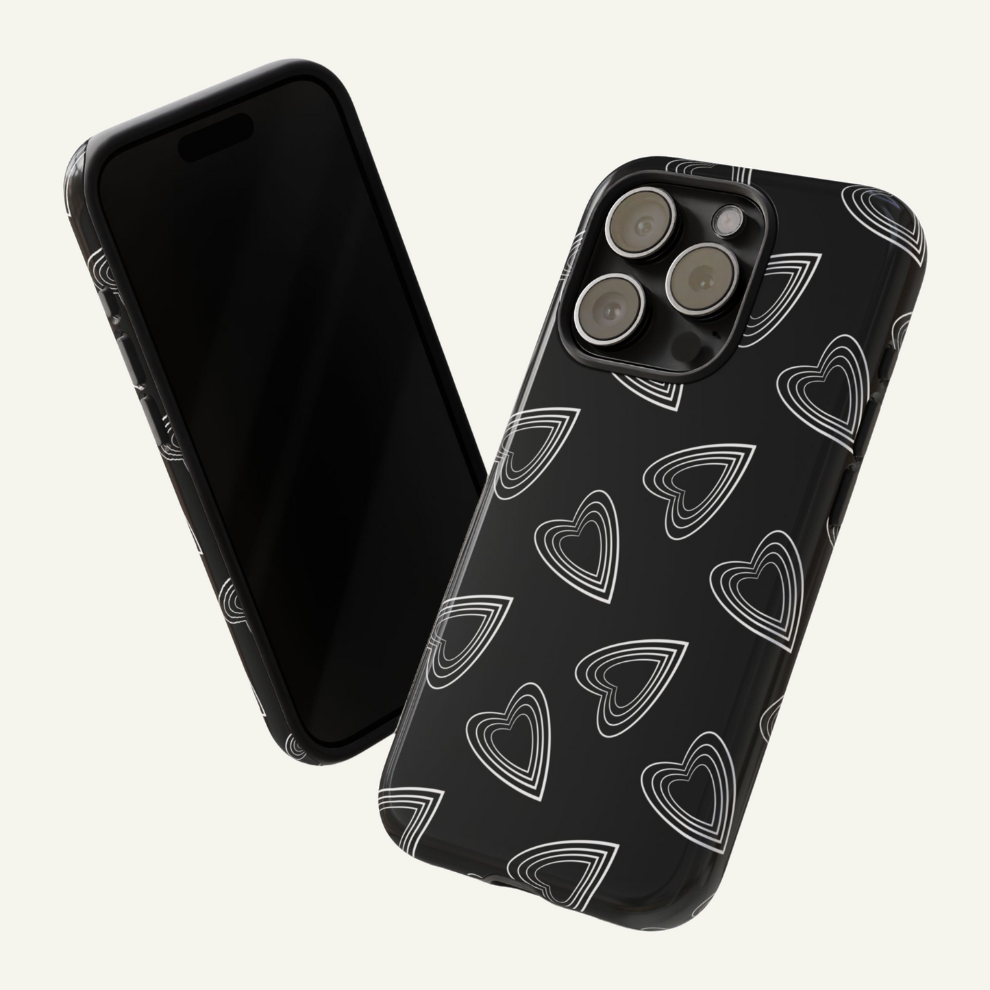 Hearts Phone Case Black