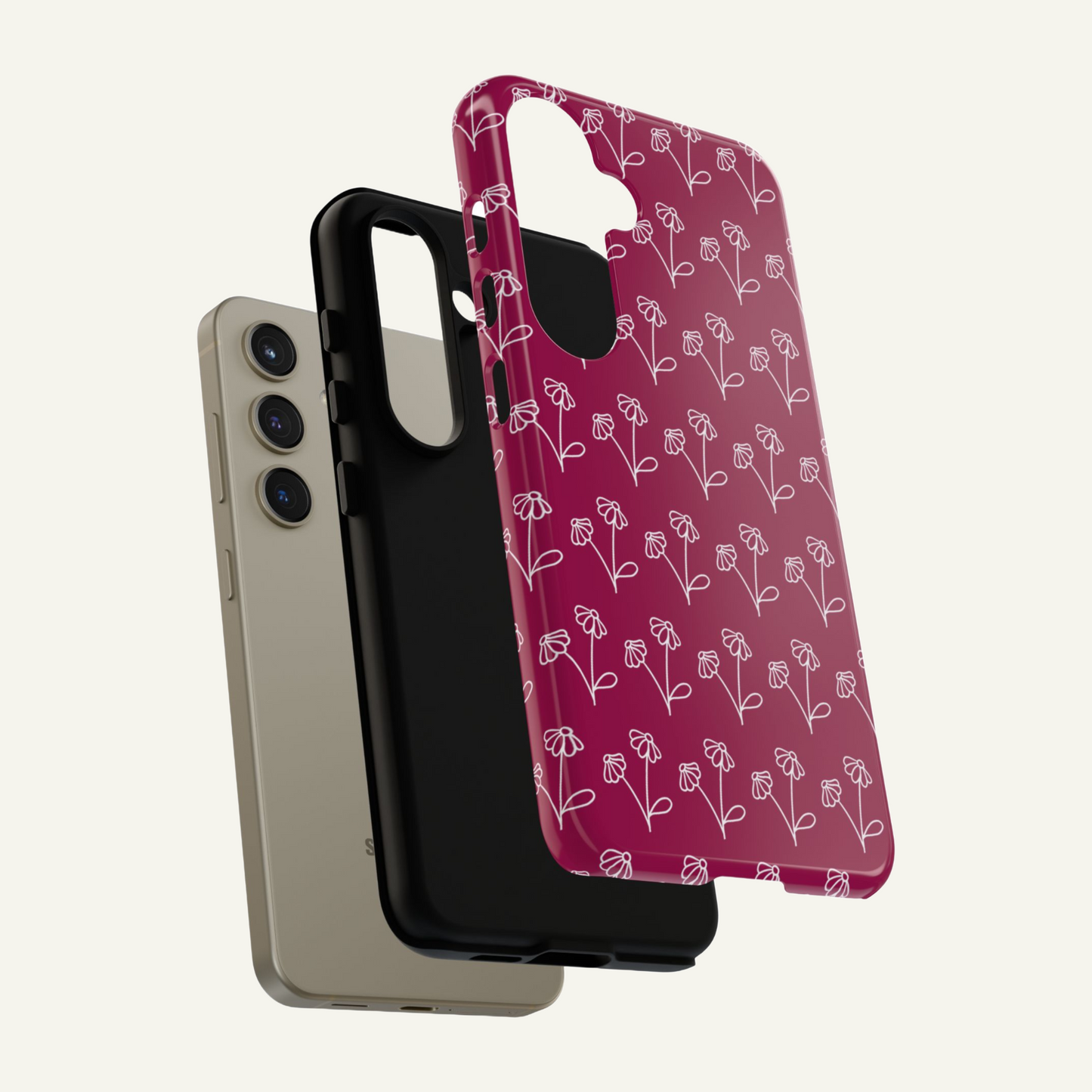 Doodle Flowers Phone Case Berry