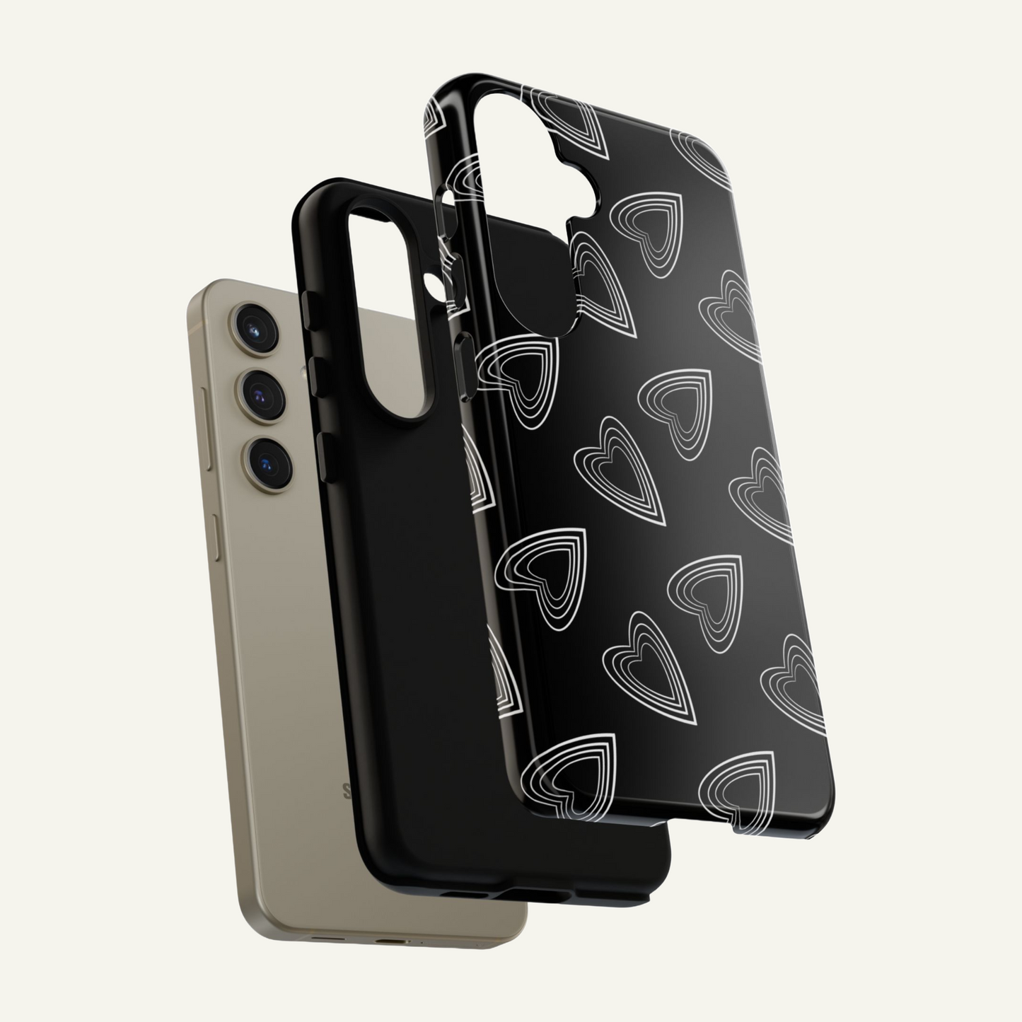 Hearts Phone Case Black