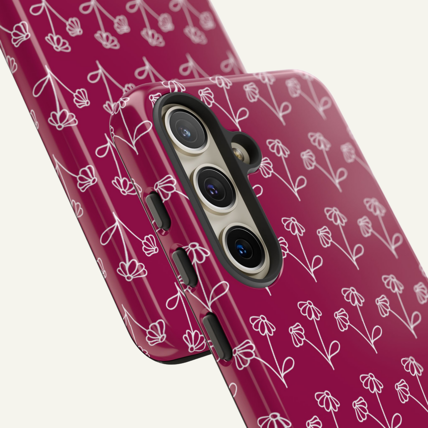 Doodle Flowers Phone Case Berry