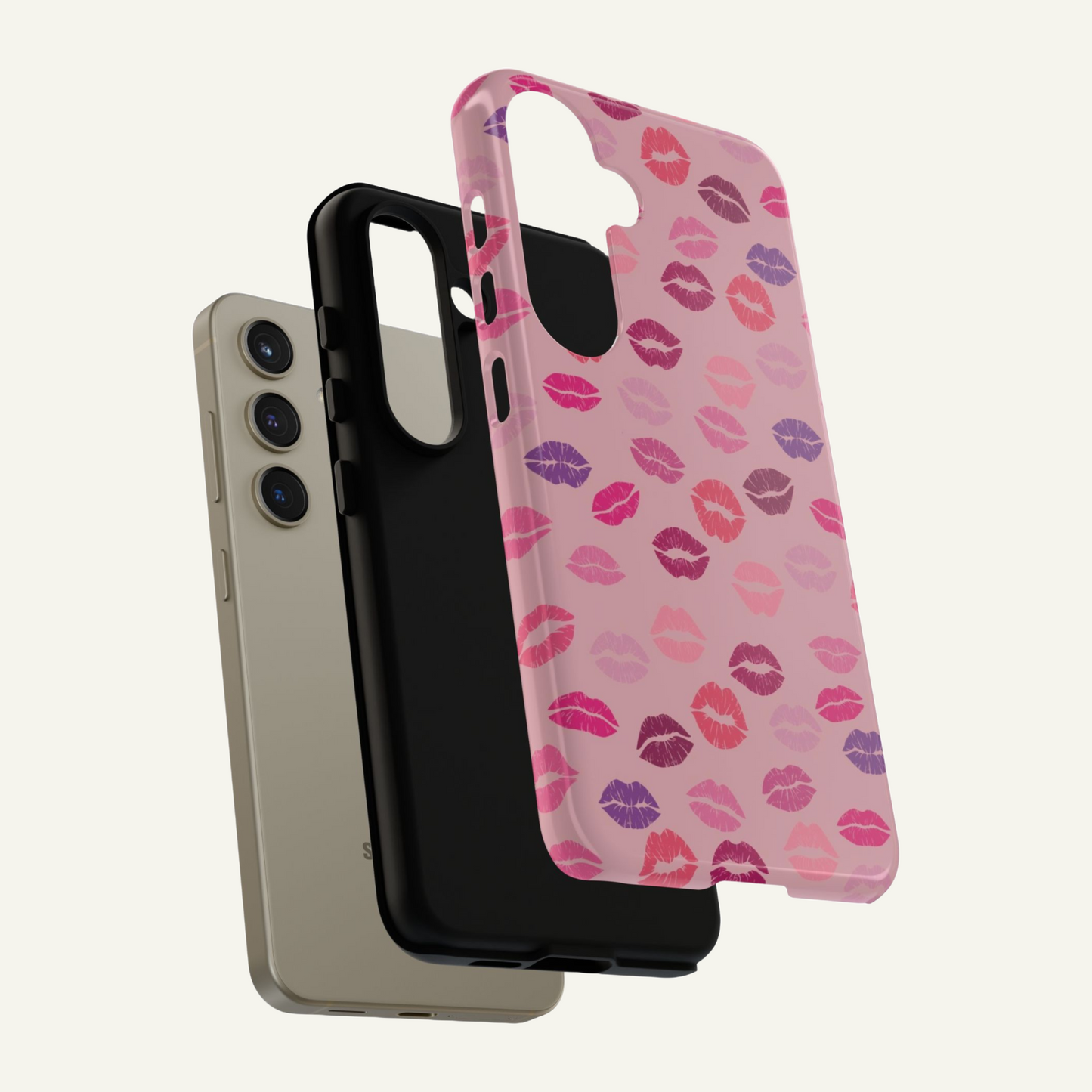 Lipstick Kisses Phone Case Pink