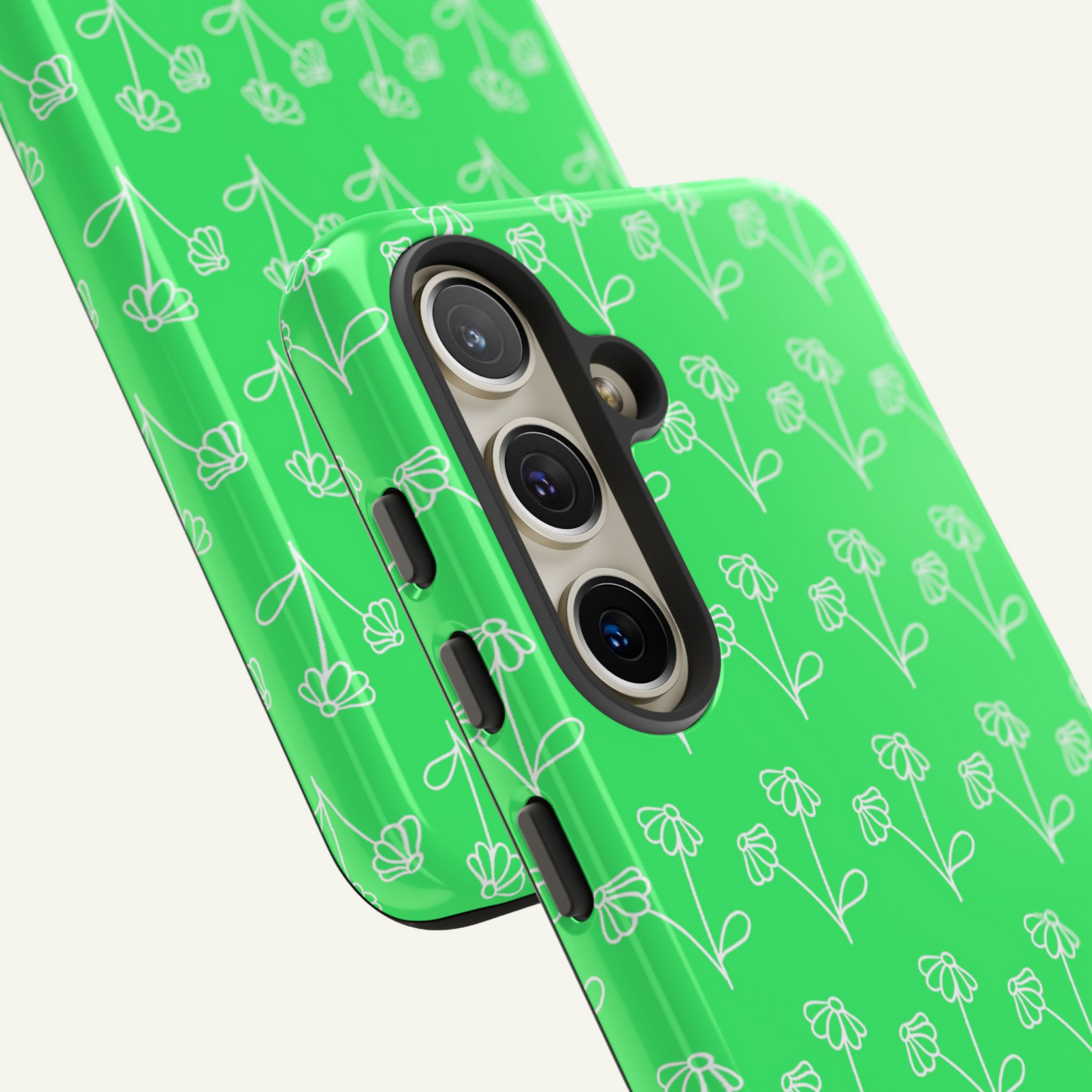 Doodle Flowers Phone Case Bright Green