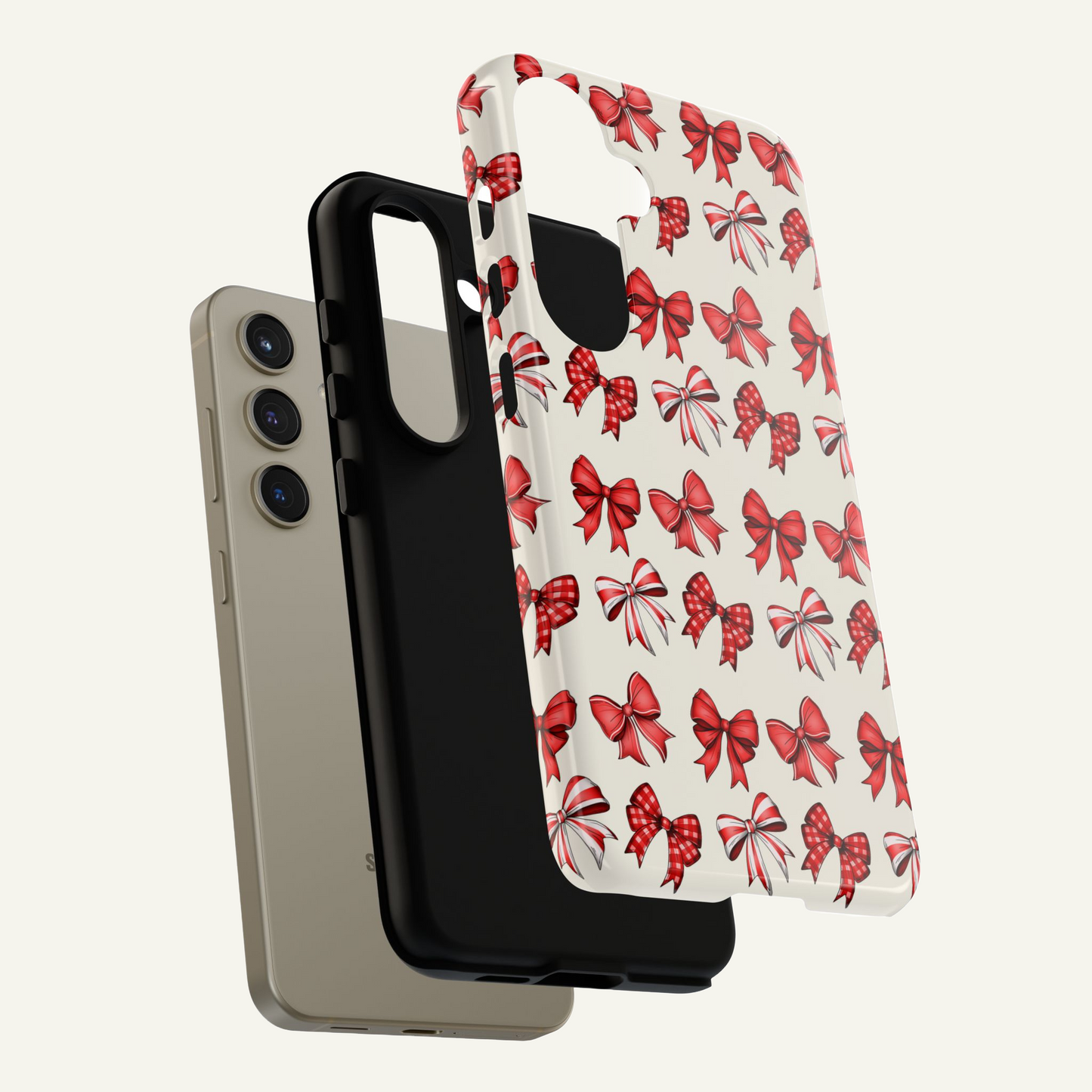 Christmas Bow Phone Case Cream