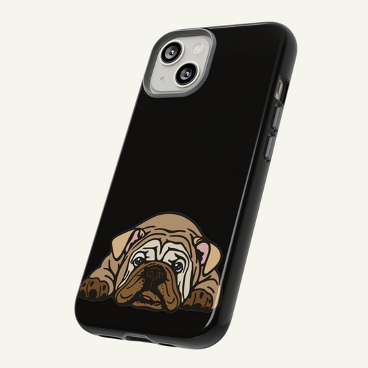 Black bulldog phone case for Apple Iphone, Samsung Galaxy and Google Pixel devices