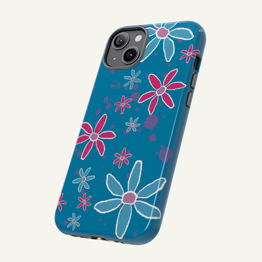 Flower Phone Case Turquoise And Pink