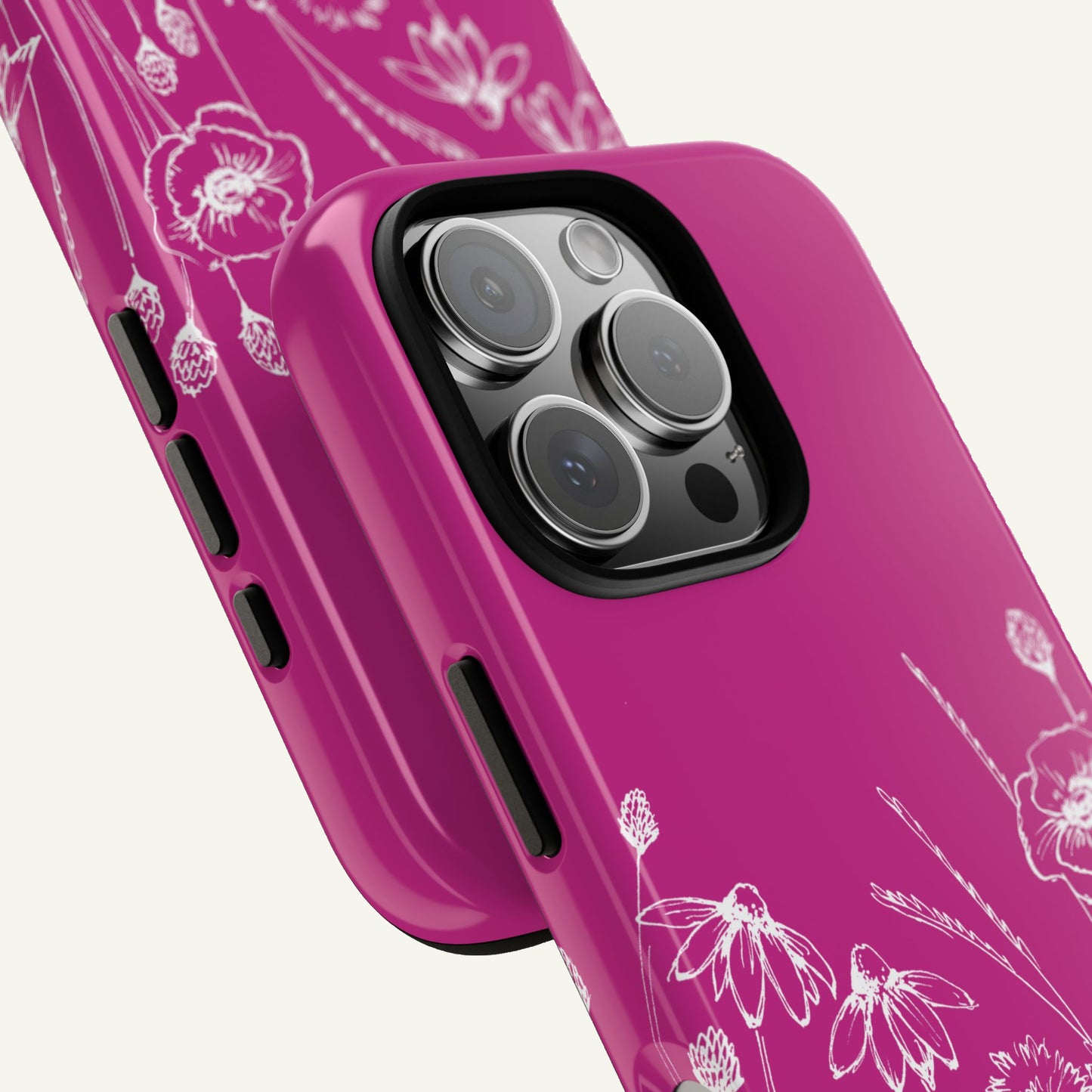 Doodle Flower Phone Case Hot Pink