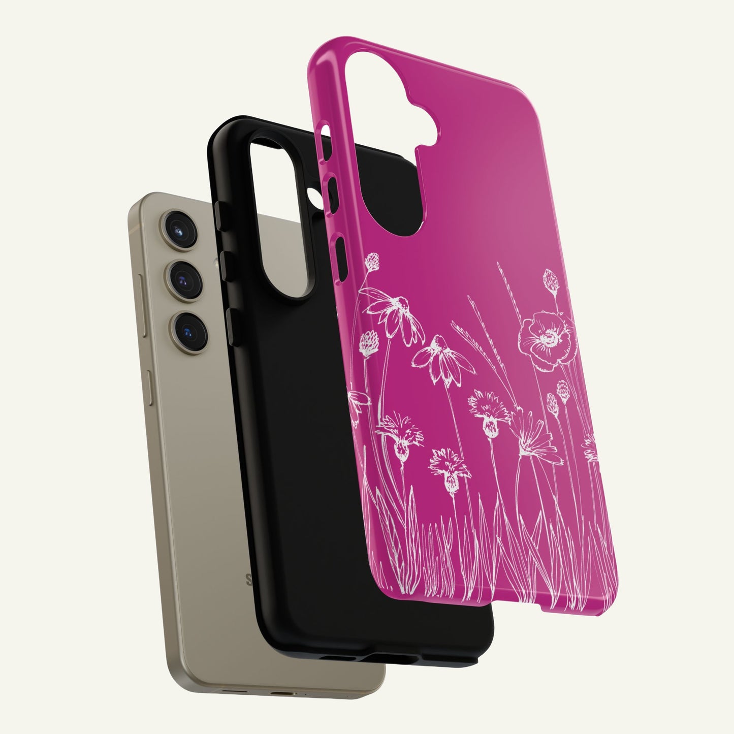 Doodle Flower Phone Case Hot Pink