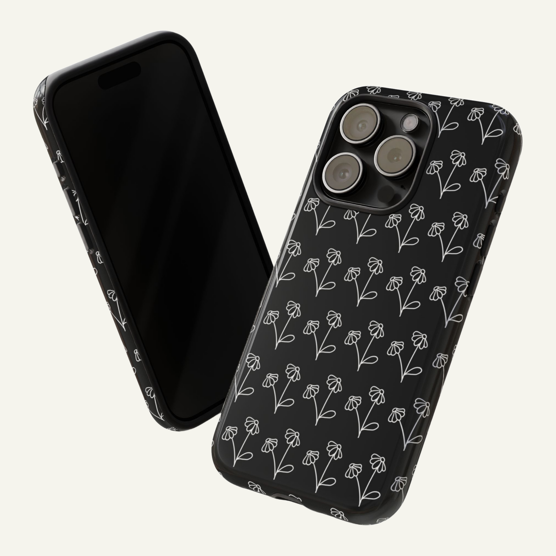 Black Floral Phone Case