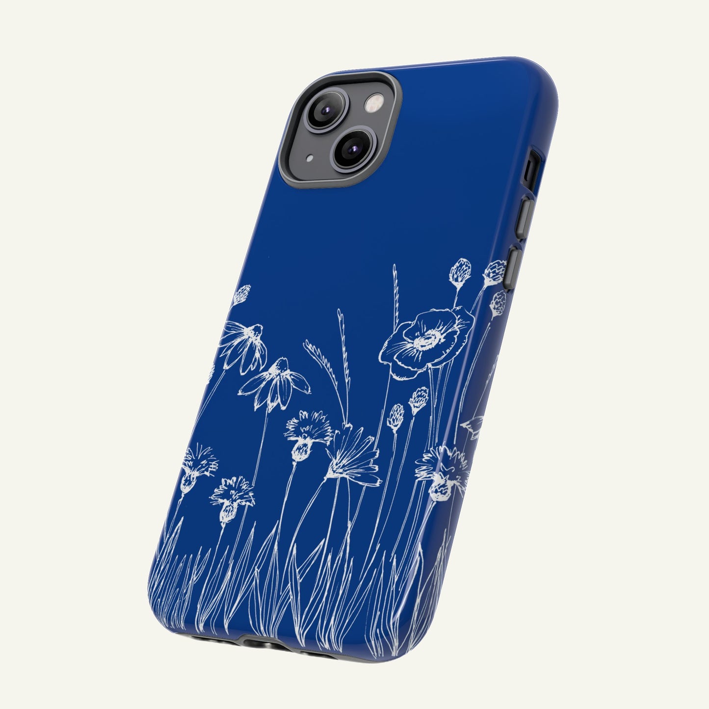 Doodle Flower Phone Case Blue