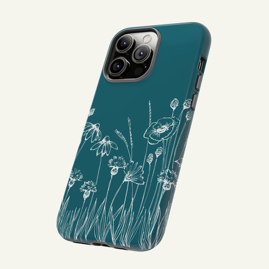 Doodle Flower Phone Case Teal