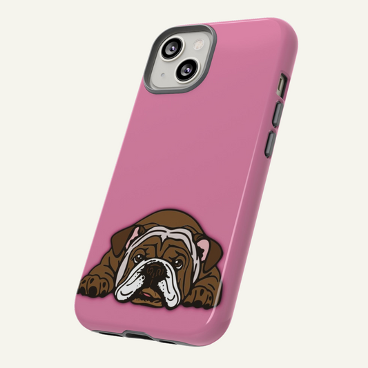 Pink bulldog phone case for Apple Iphone, Samsung Galaxy and Google Pixel