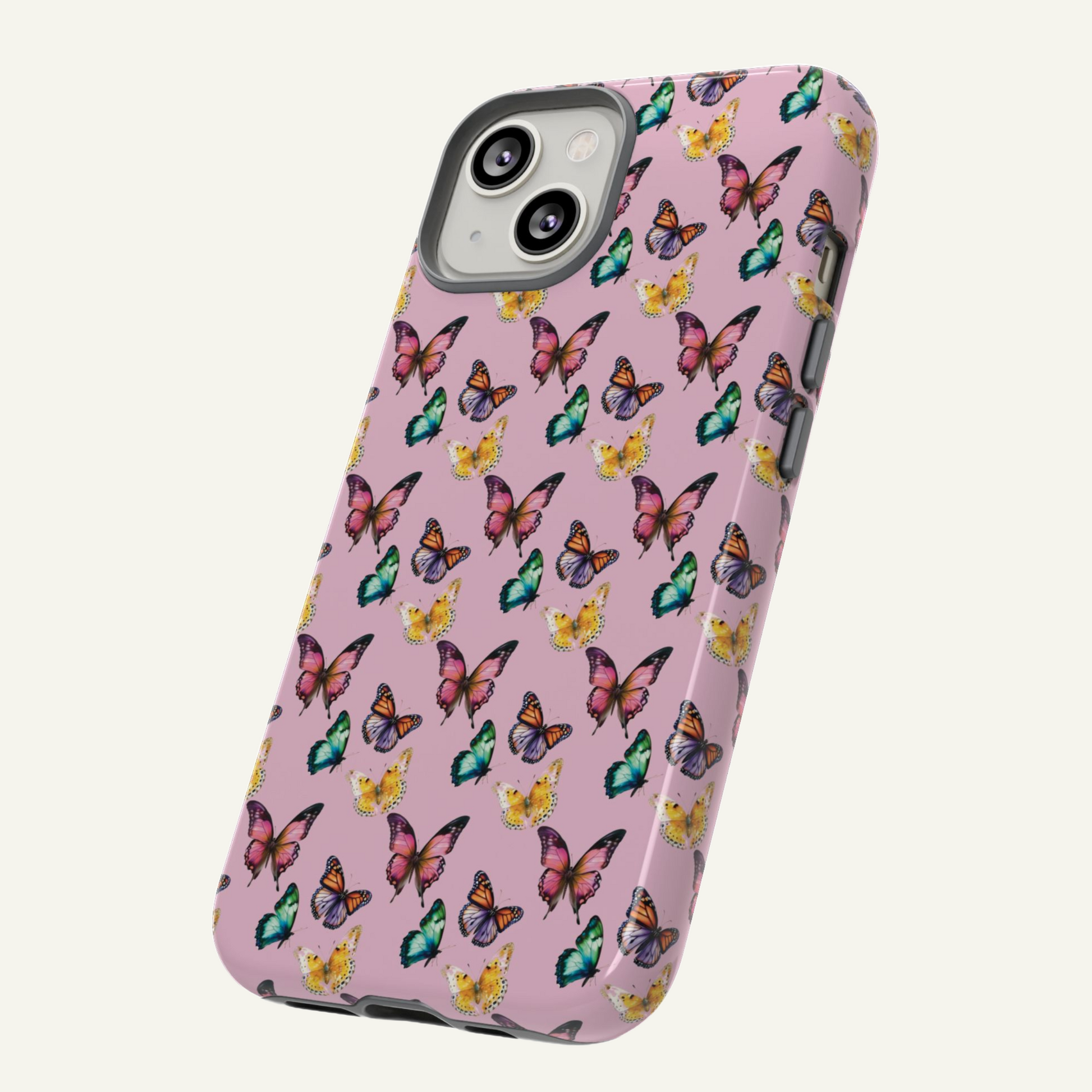 Pink butterfly phone case for Iphone, Samsung and Google