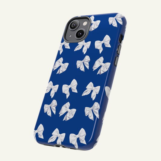 Bow Phone Case White on Blue