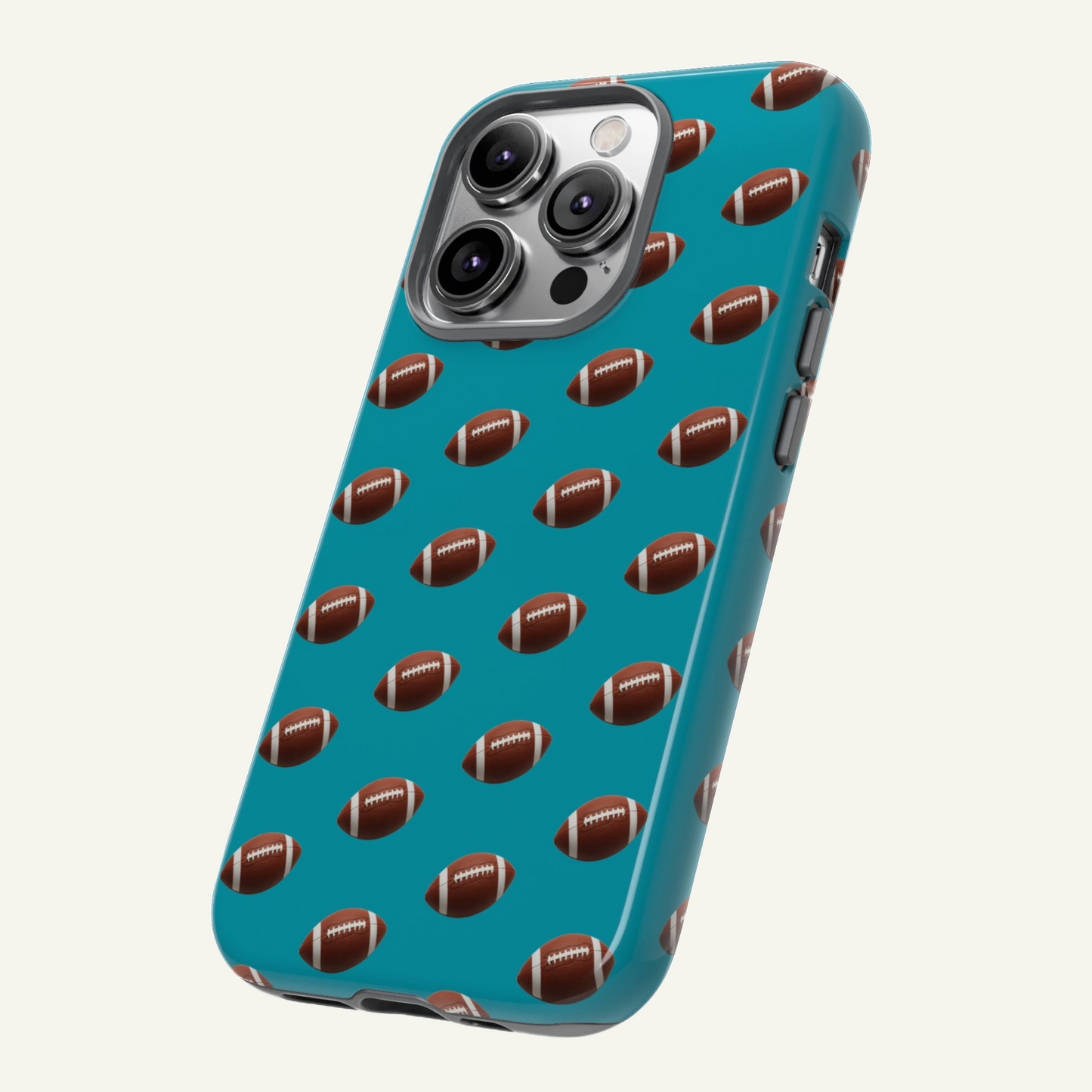 Teal football phone case Iphone 16 - X, Samsung Galaxy S20 -S24, Google Pixel 6 - 8