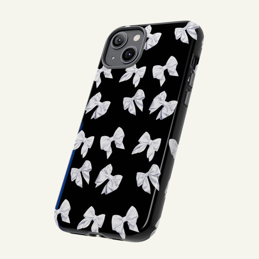 Bow Phone Case White on Black