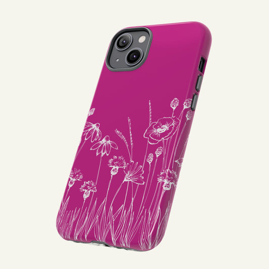 Doodle Flower Phone Case Hot Pink