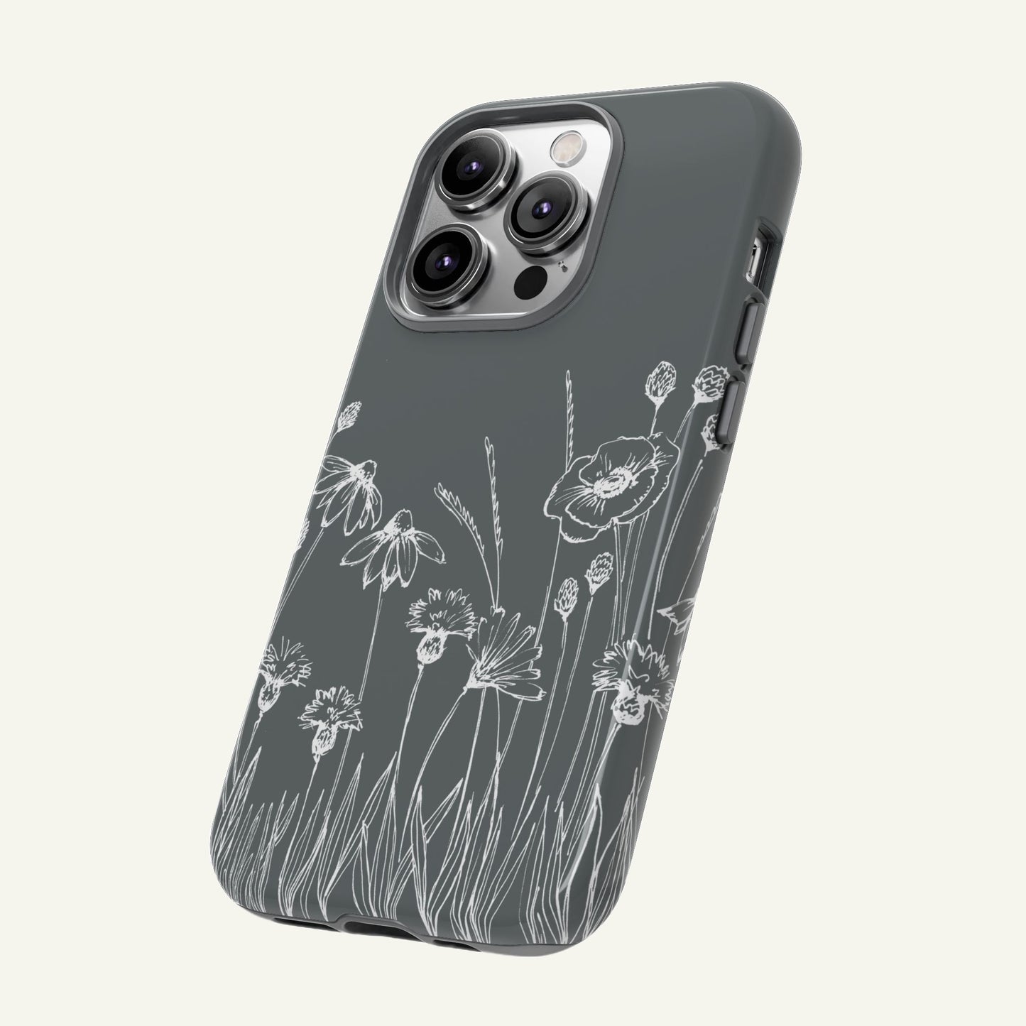 Doodle Flower Phone Case Gray