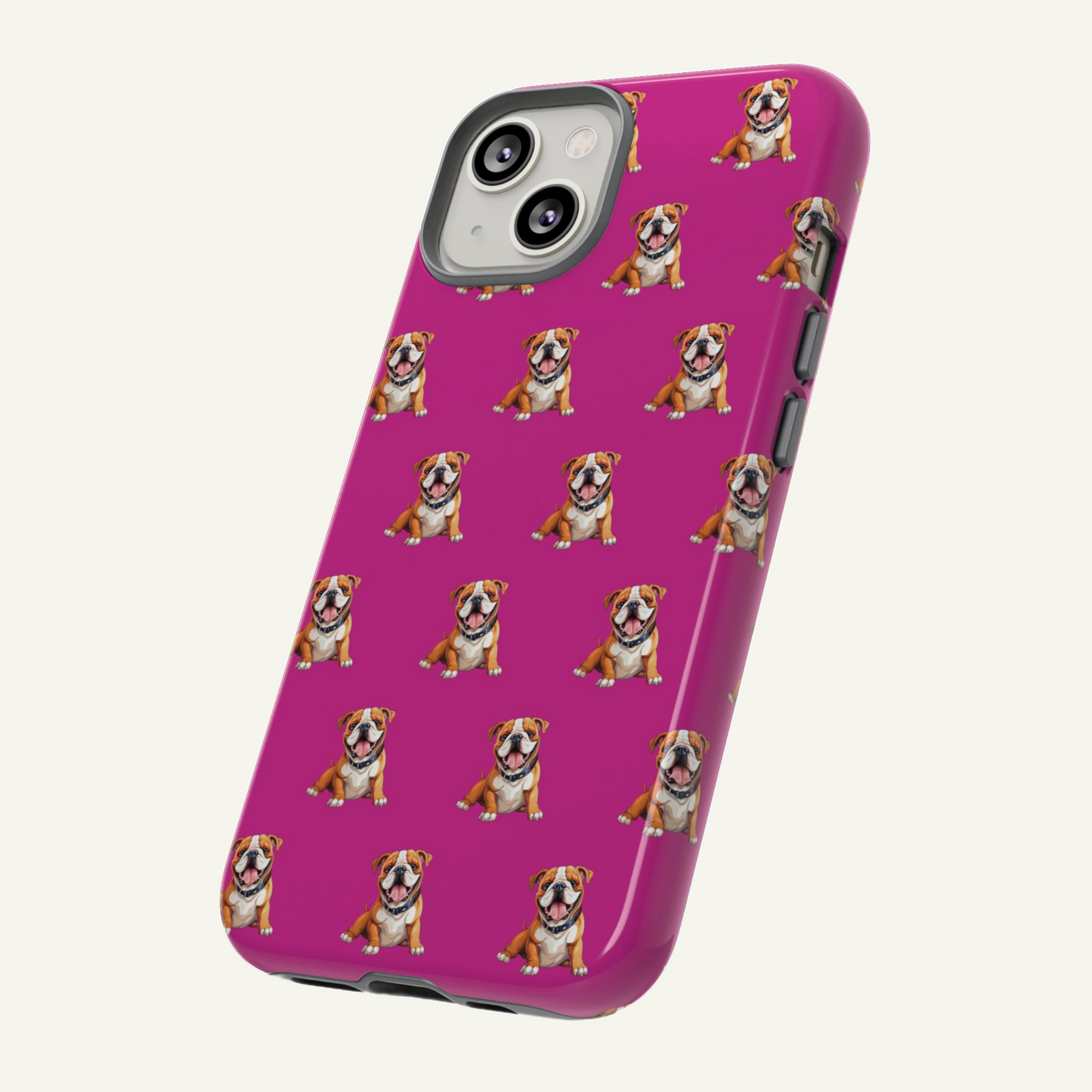 Pink bulldog phone case