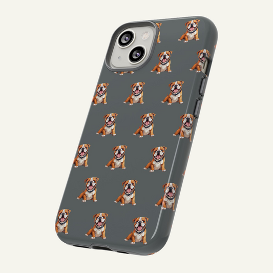 Gray bulldog phone case for Apple Iphone, Samsung Galaxy and Google Pixel