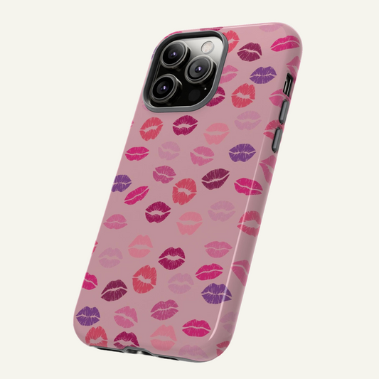 Lipstick Kisses Pink Phone Case Iphone 16 - X, Samsung Galaxy S20 -S24, Google Pixel 6 - 8