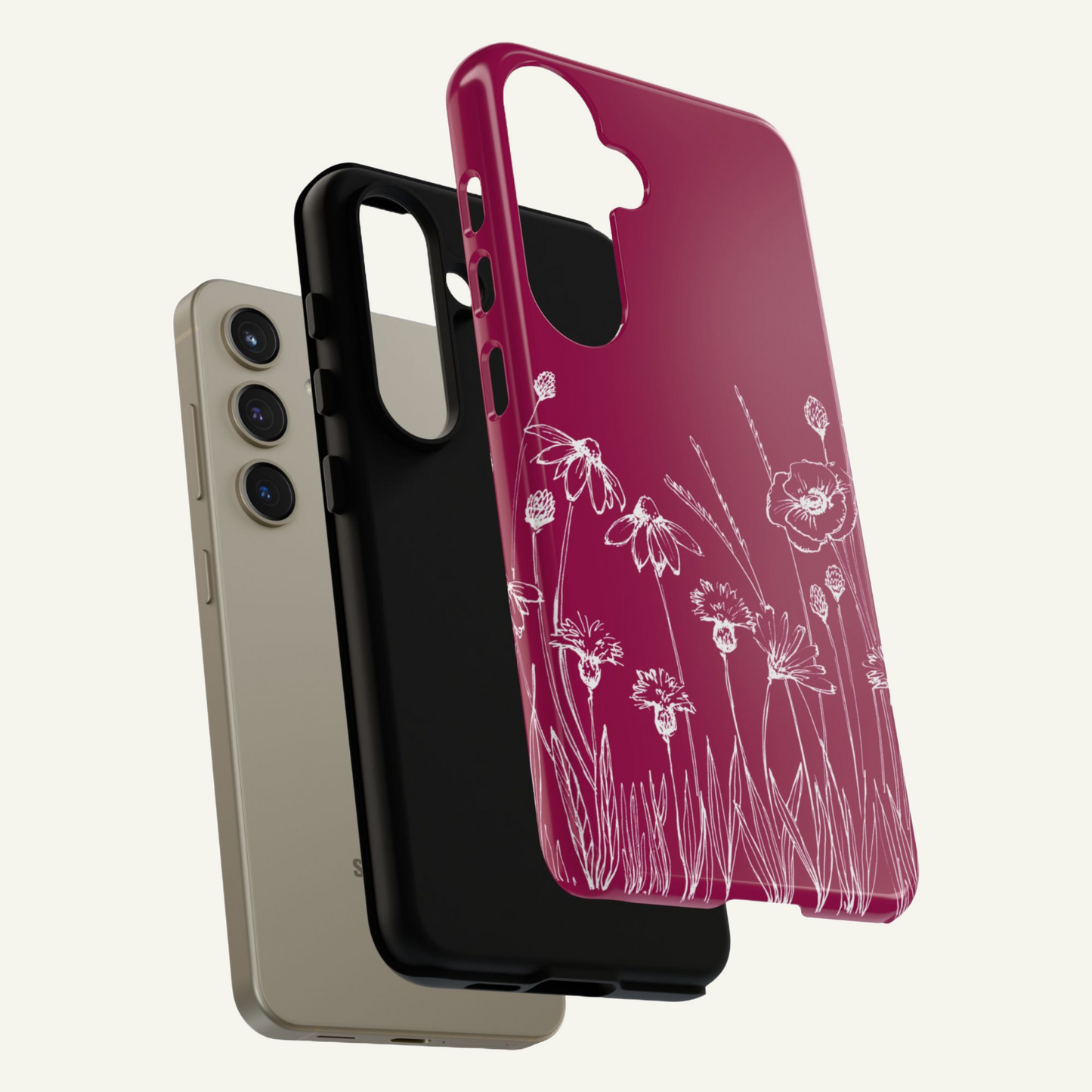 Doodle Flower Phone Case Berry