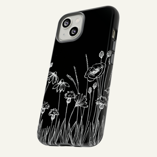 Black Phone Case with Flowers