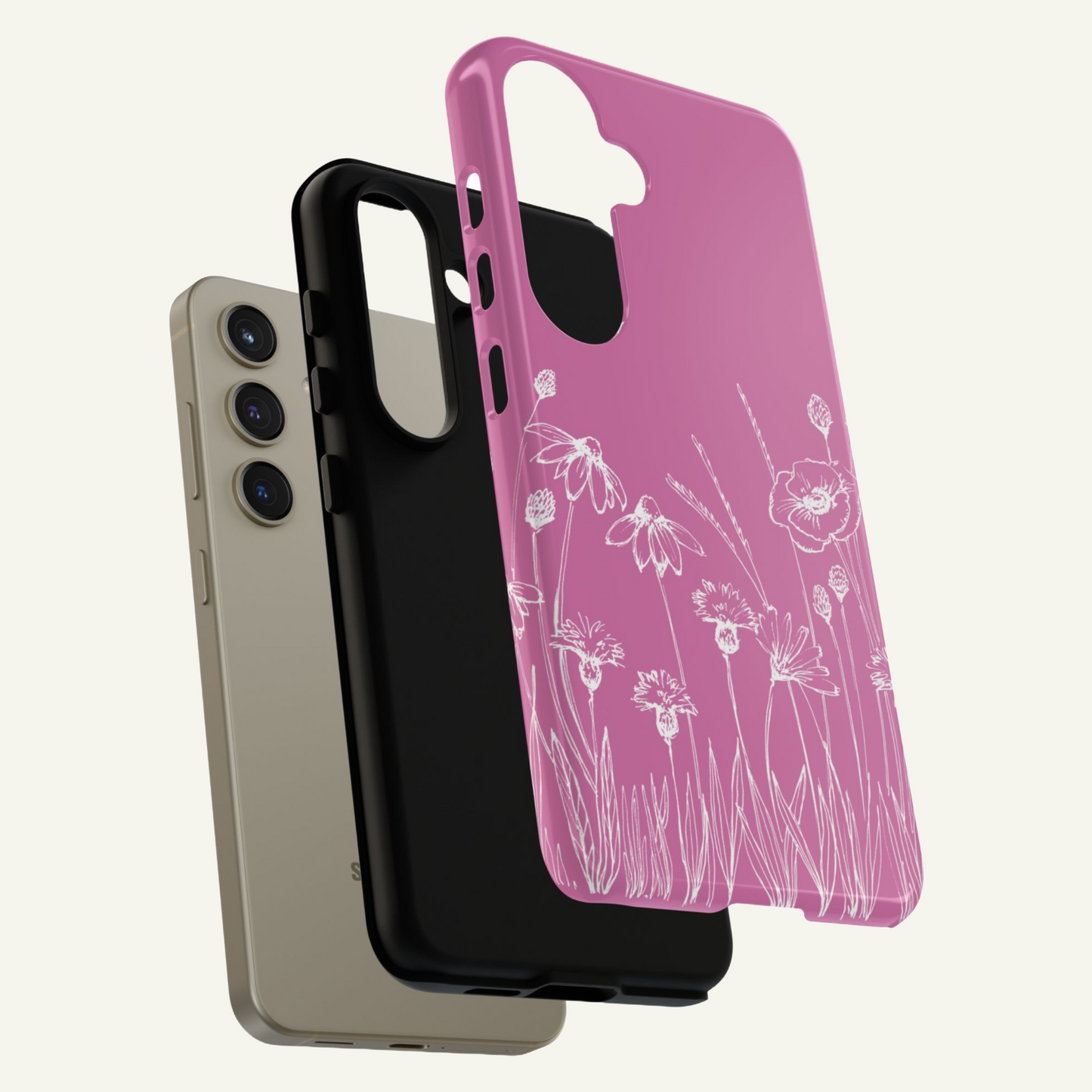 Doodle Flower Phone Case Pink