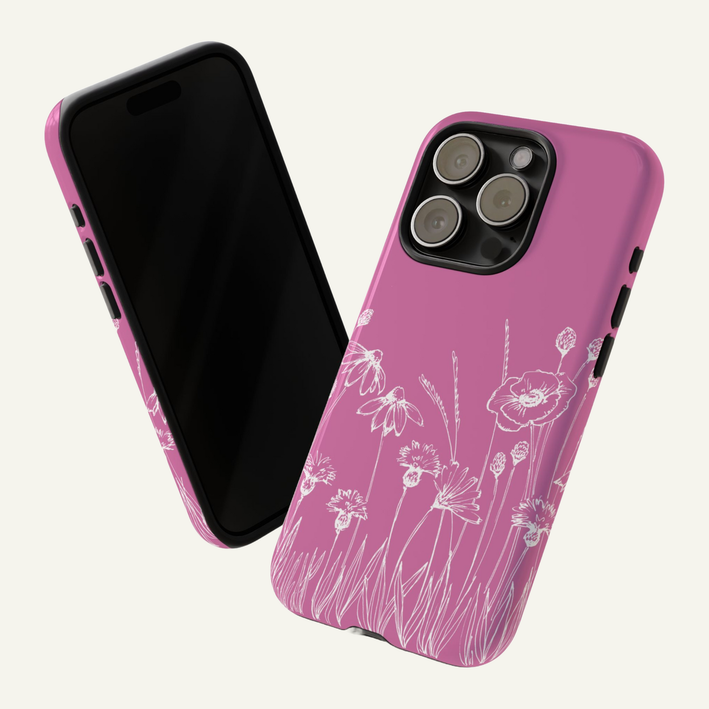 Pink Phone Case with Flower Pattern